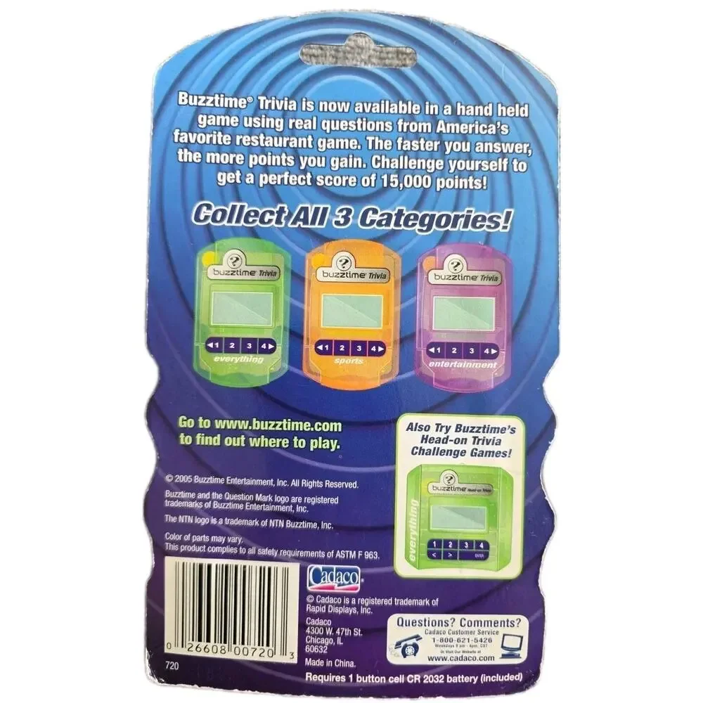 Buzztime, Portable/Handheld 'Entertainment' Trivia Challenge Game, Ages 10+, New